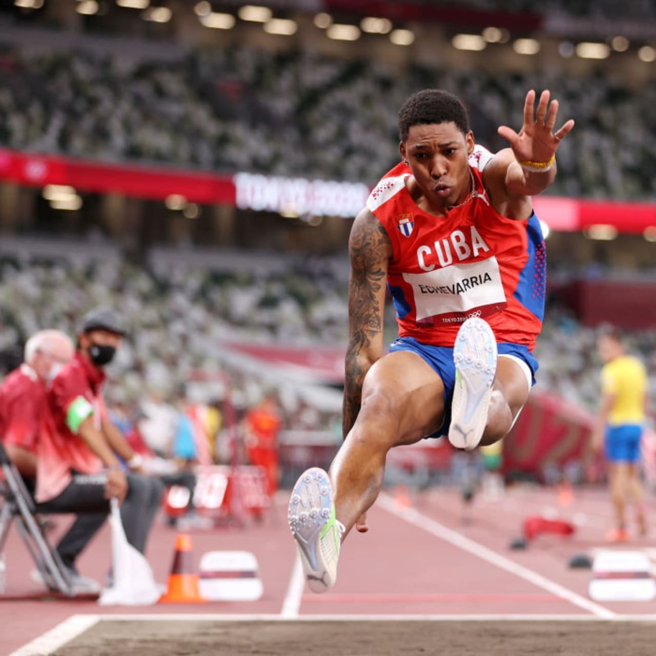 Atleta in contesto internazionale con grande intensita